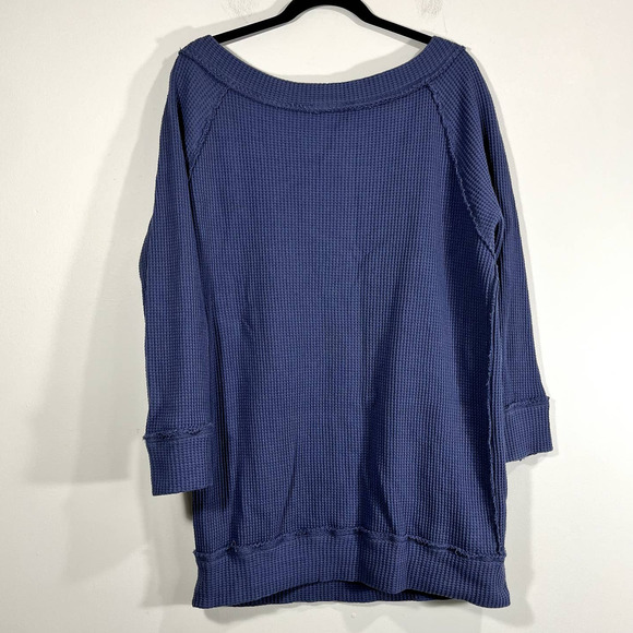 Mazik Blue Thermal Waffle Knit Top Medium - Picture 3 of 5